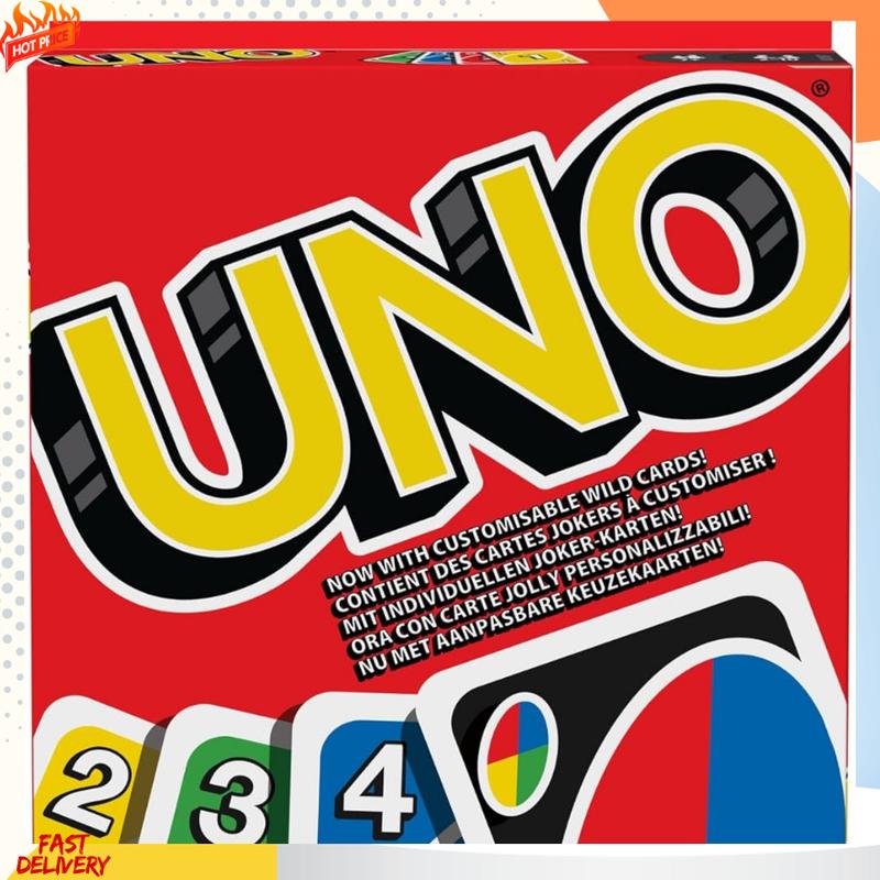 UNO - Classic Color & Number Matching Card Game with 112 Cards, Customizable Wild Card, Action Cards, Fun for Kids 7+ (W2087)