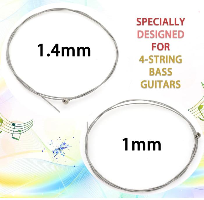 Stainless Steel 4 String Bass Guitar Strings, Electric Bass 4 Strings Replacement Set with Small Ball Ends, Compatible with Acoustic Bass, 4 String Bass Instrument Accessories