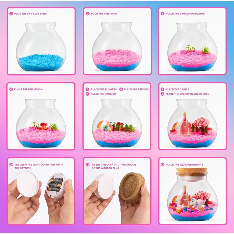 Light-Up Unicorn Terrarium Kit for Kids: Birthday Gifts for Girl Ages 4 5 6 7 8-12 Year Old Girl Gift Unicorn Toys for Girls Age 4-6 Easter Gifts for Kids - Arts and Crafts for Kids