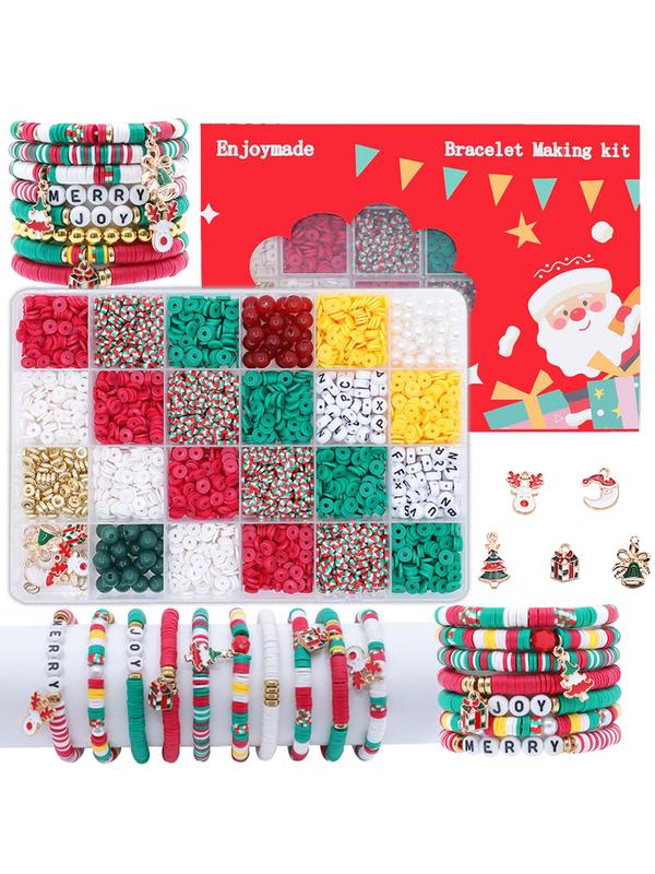 Christmas Themed Beaded Making Kit, Christmas Bead Diy Pendant, Diy Jewelry Making Supplies for Bracelet Necklace Craft