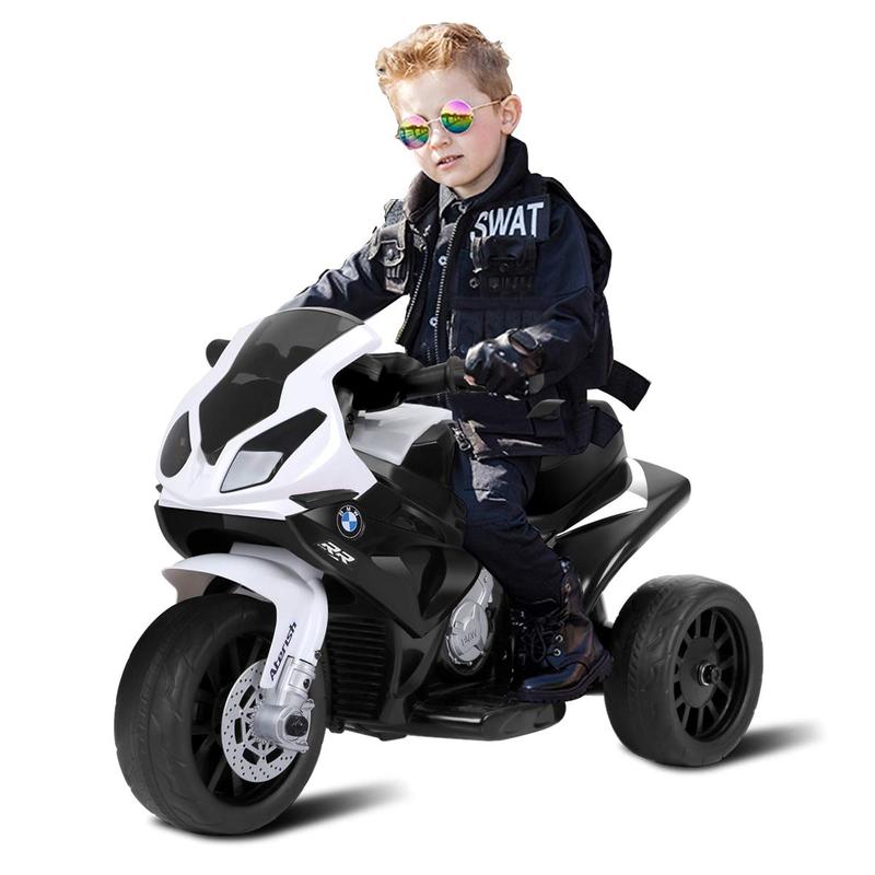 Costzon Kids Ride on Motorcycle w Headlights &Music, Pedal, 6V Battery Powered 3 Wheels Motorcycle Toy for Children Boys & Girls