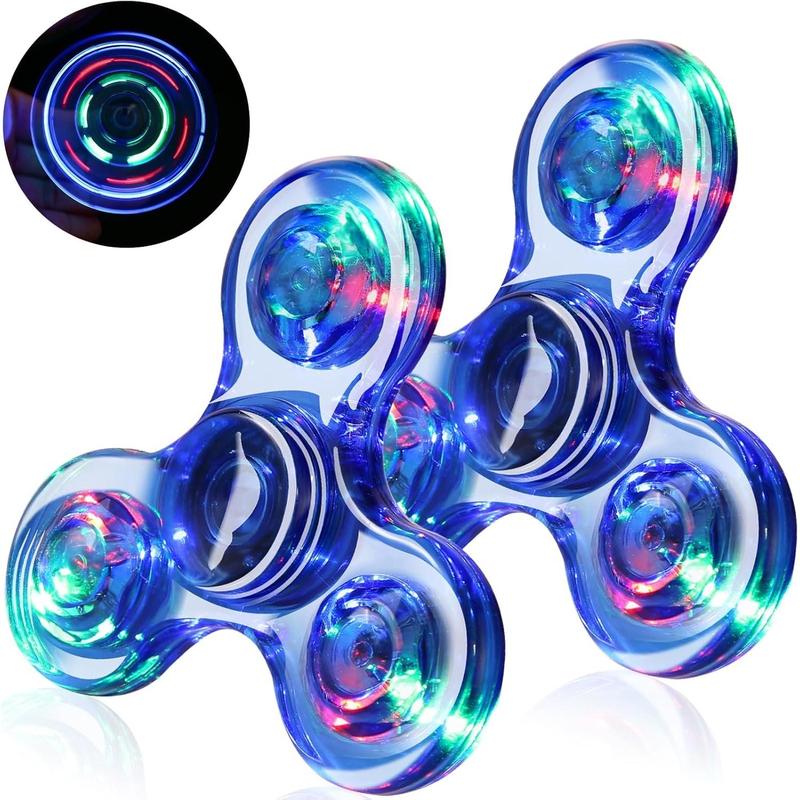 SCIONE 2Pack Fidget Spinners for Kids, LED Light up Sensory Fidget Toys for Kids Adults, Glow in The Dark Toys for Teens Boys Girls Halloween Classroom Prizes, ADHD Stress Anxiety Relief Fidgets