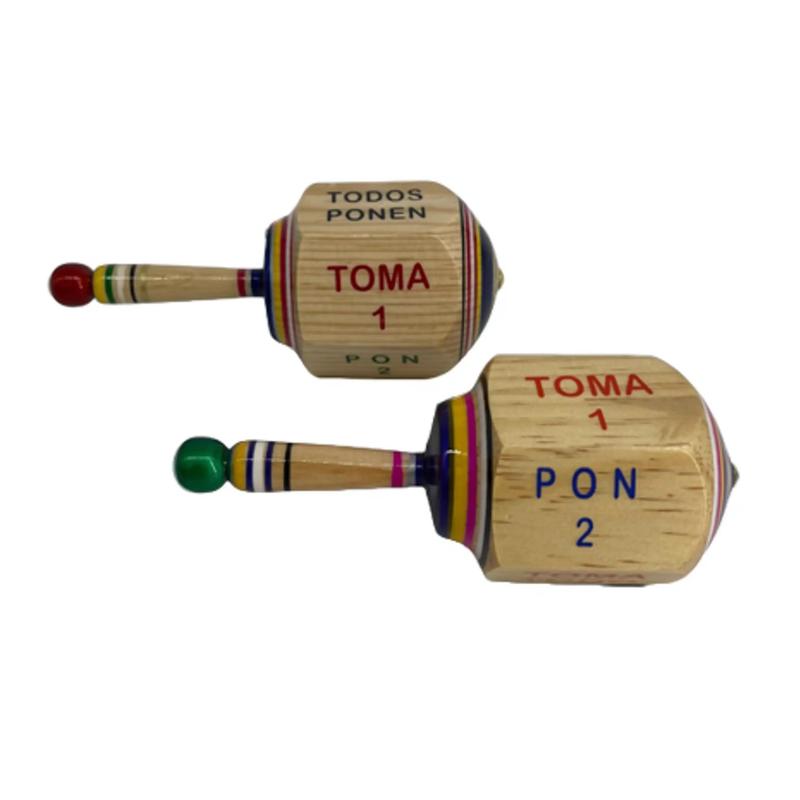 Toma Todos Traditional Wooden Mexican Pirinola Size Large and Small