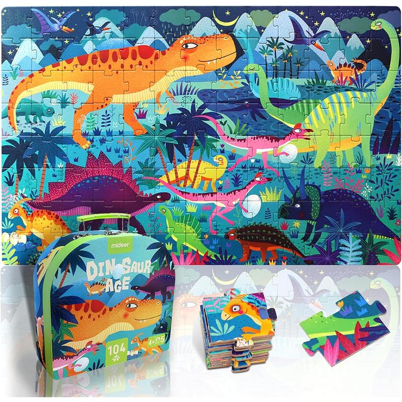 Puzzles for Kids Ages 4-6, 6-8,100 Piece Dinosaur Puzzles for Toddler 3-5,Floor Puzzle Age 5-7 Children Learning Preschool Educational Puzzles for Boys (28''x16'')