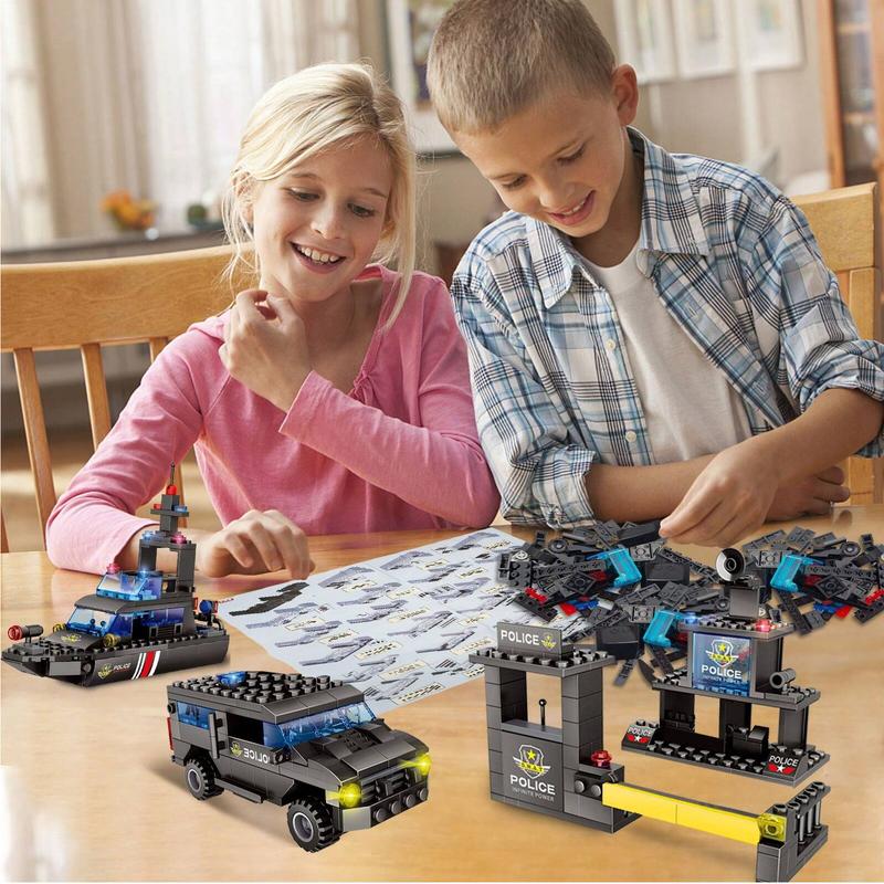 8 in 1 City Police Station Building Blocks Toys for Kids Ages 6-12, SWAT Battleship Toy, Best Learning Roleplay STEM Educational Toy Gifts for Boys and Girls Ages 6+ 1120 PCS