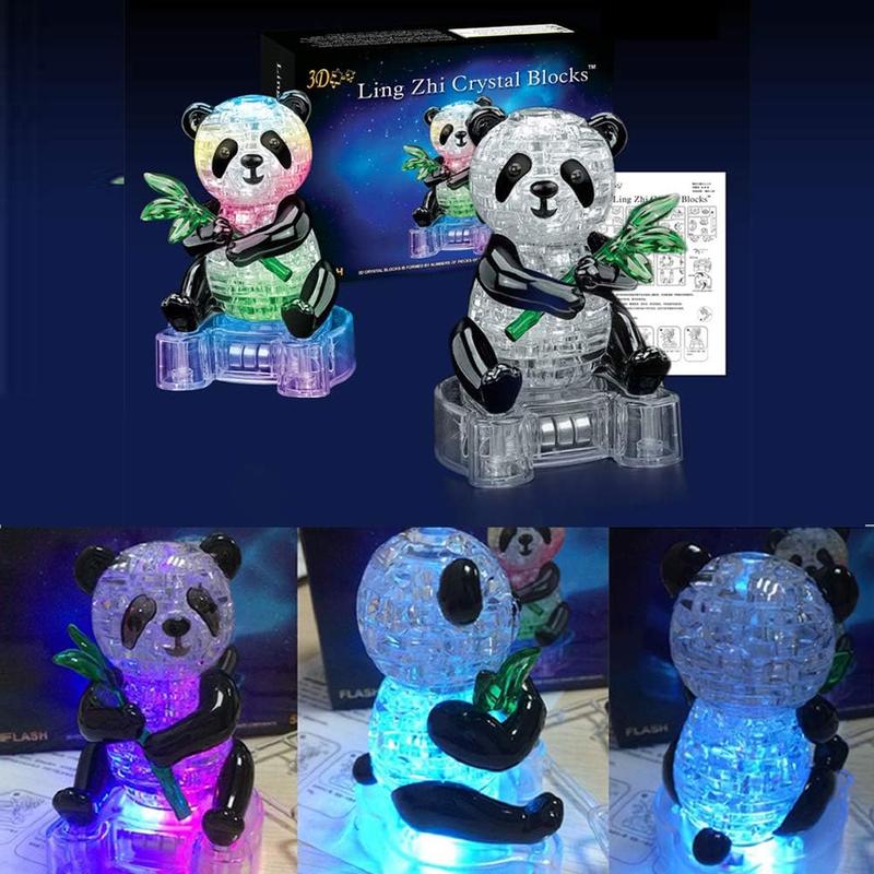 Adult Puzzle DIY 3D Crystal Puzzle Panda 3D Puzzle Plastic Home Decoration Birthday Valentine's Day Gift Toy Children 6 7 9 10 11 12 Year Old Adult Crystal Puzzle