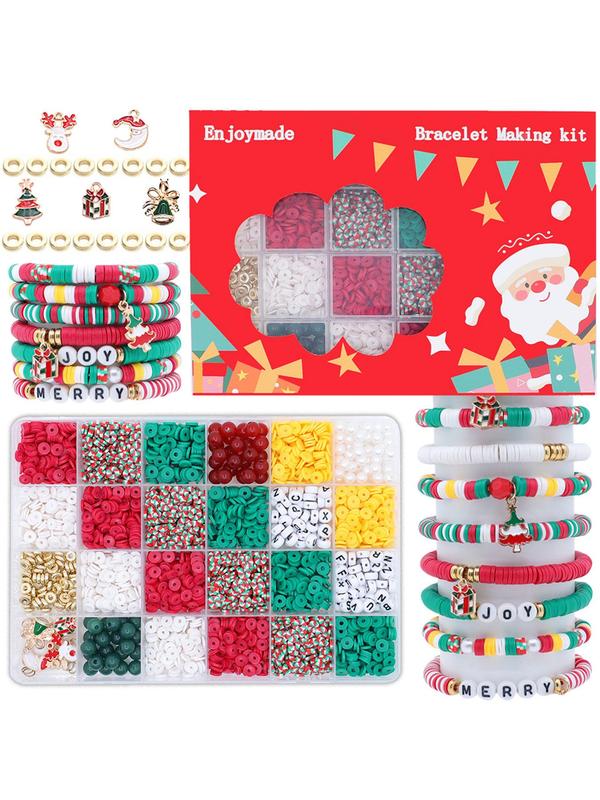 Christmas Themed Beaded Making Kit, Christmas Bead Diy Pendant, Diy Jewelry Making Supplies for Bracelet Necklace Craft