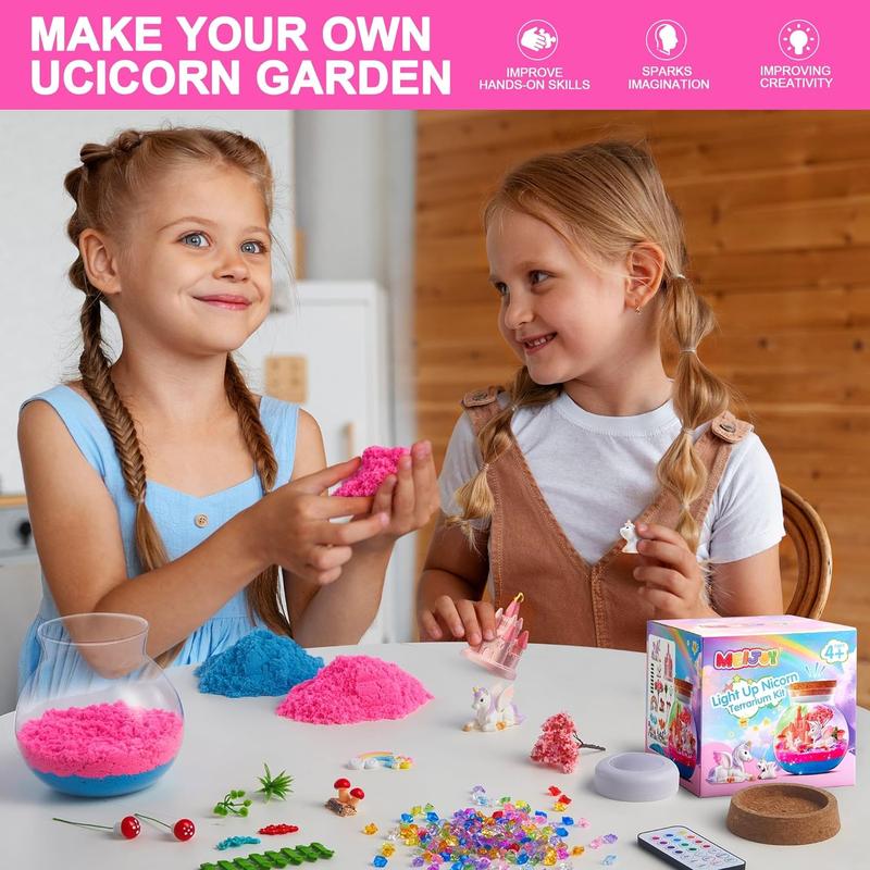 Light-Up Unicorn Terrarium Kit for Kids: Birthday Gifts for Girl Ages 4 5 6 7 8-12 Year Old Girl Gift Unicorn Toys for Girls Age 4-6 Easter Gifts for Kids - Arts and Crafts for Kids