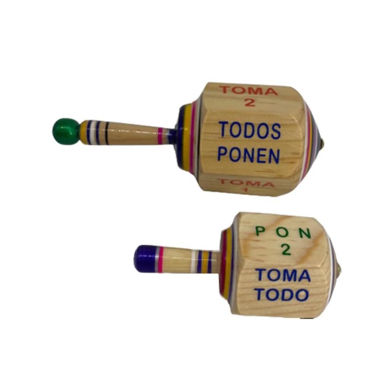 Toma Todos Traditional Wooden Mexican Pirinola Size Large and Small