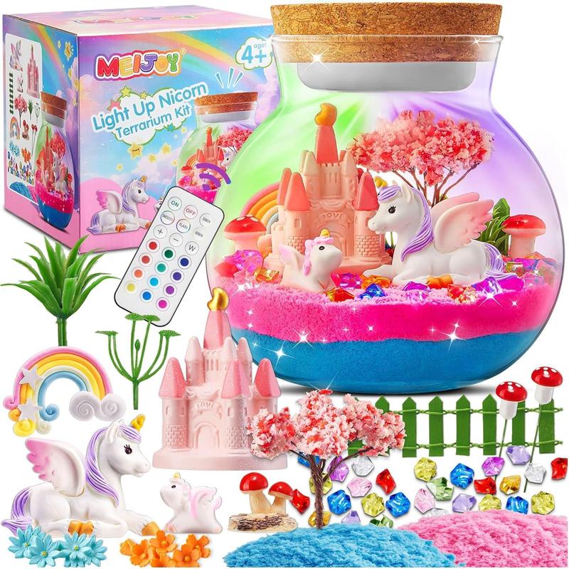 Light-Up Unicorn Terrarium Kit for Kids: Birthday Gifts for Girl Ages 4 5 6 7 8-12 Year Old Girl Gift Unicorn Toys for Girls Age 4-6 Easter Gifts for Kids - Arts and Crafts for Kids