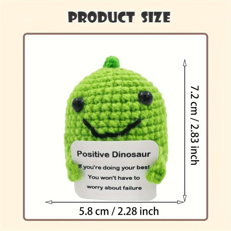 Positive Dinosaur Design Crochet Doll, 1 Count Cute Crochet Doll with Positive Card, Creative Funny Toy for Birthday Holiday Party