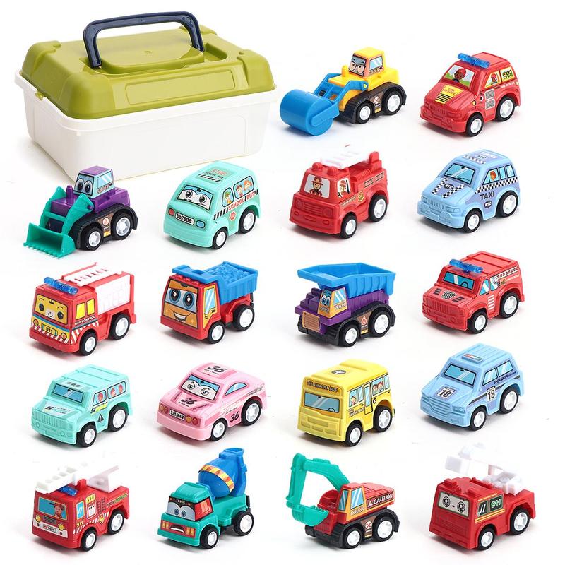 Random Color Mini Car Toy, 6 18pcs Pull Back Car Toy with Storage Box, Model & Toy Vehicles for Boys & Girls, Birthday Gift