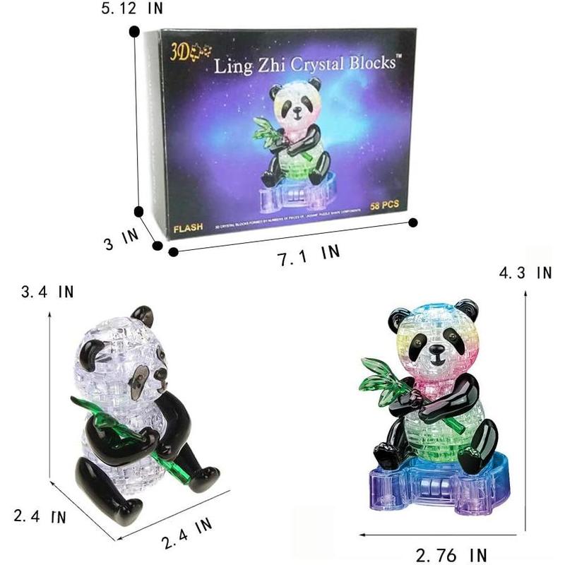 Adult Puzzle DIY 3D Crystal Puzzle Panda 3D Puzzle Plastic Home Decoration Birthday Valentine's Day Gift Toy Children 6 7 9 10 11 12 Year Old Adult Crystal Puzzle