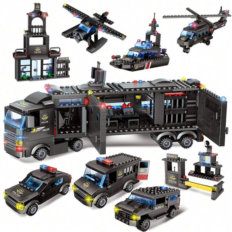 8 in 1 City Police Station Building Blocks Toys for Kids Ages 6-12, SWAT Battleship Toy, Best Learning Roleplay STEM Educational Toy Gifts for Boys and Girls Ages 6+ 1120 PCS