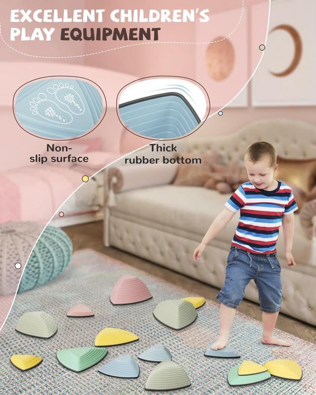 Children's sensory balance training stepping stone in macaroon for coordination and strength Stepping stone with rubber non-slip sides.