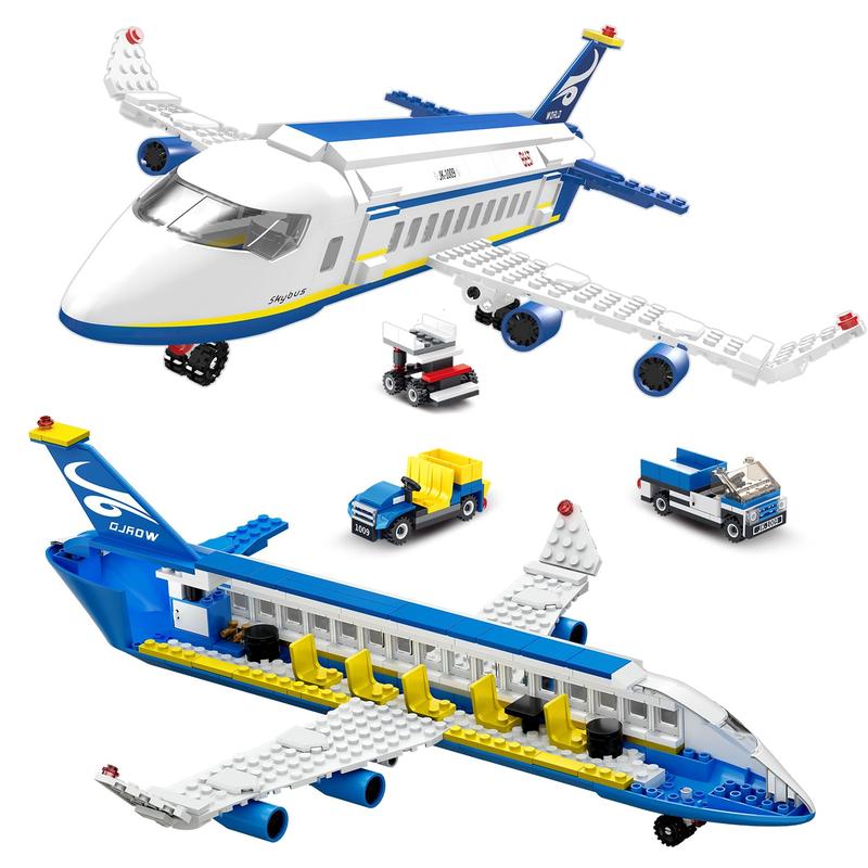 City Passenger Airplane Building Set, 6 IN1 Airplane Bricks Toy-Airbus, Creative Building Projects with Shuttle Bus,  Gift for Boy and Girl Ages 6+