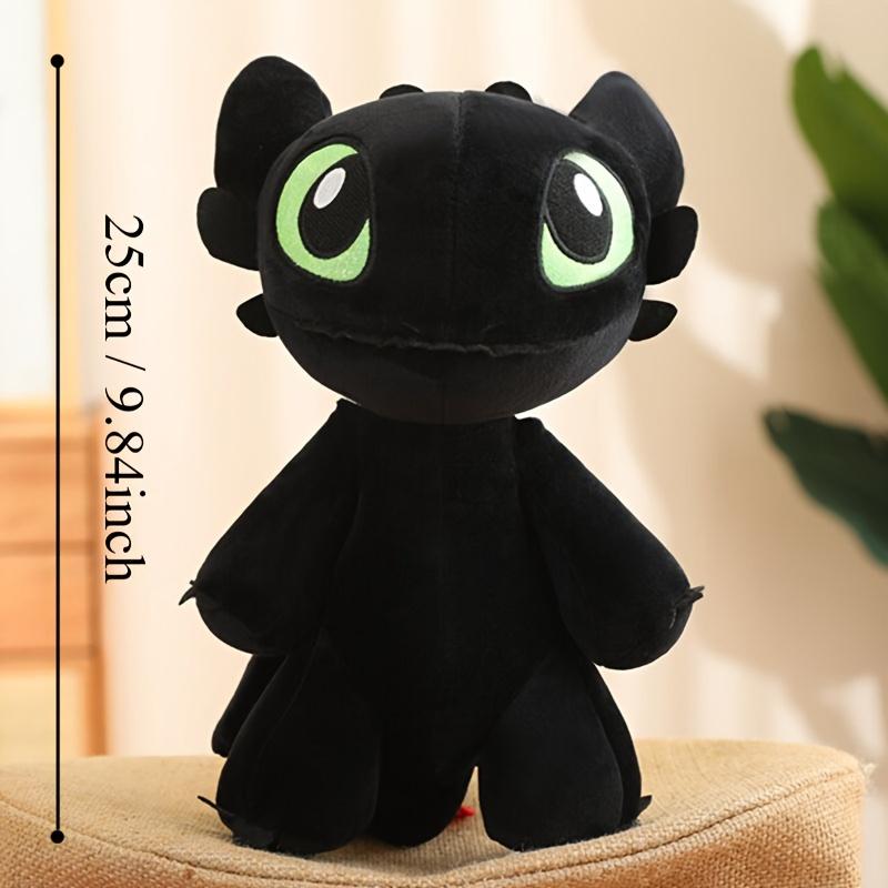 New Cartoon Anime Toothless Dragon Plush Toy, 25cm 9.84 inch Toothless Dragon Plush Doll with Wings, Collectible Kawaii Plush Doll, Unique Gift for Boys and Girls (Black)