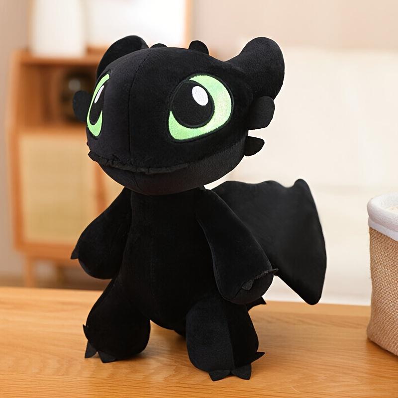 New Cartoon Anime Toothless Dragon Plush Toy, 25cm 9.84 inch Toothless Dragon Plush Doll with Wings, Collectible Kawaii Plush Doll, Unique Gift for Boys and Girls (Black)