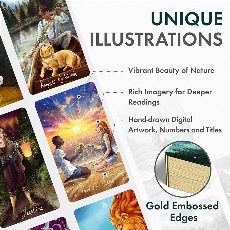 Wild Reflections Tarot Cards: Nature-Inspired Tarot Cards with Guide Book - Beautiful Tarot Cards Set - Tarot Cards for Beginners