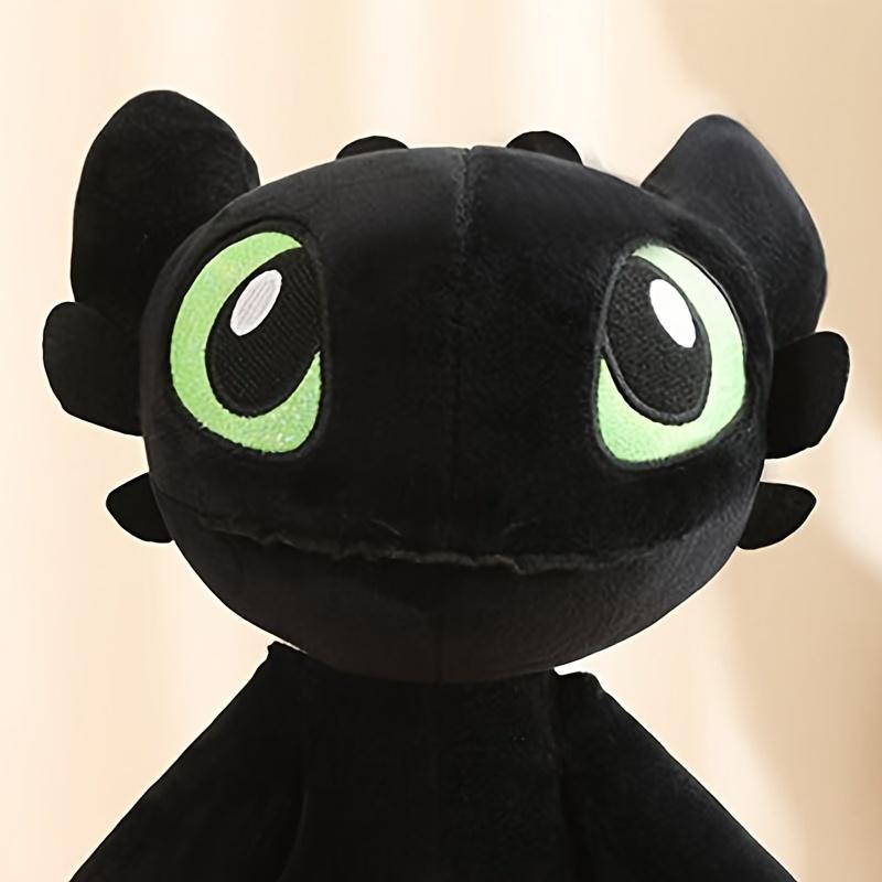 New Cartoon Anime Toothless Dragon Plush Toy, 25cm 9.84 inch Toothless Dragon Plush Doll with Wings, Collectible Kawaii Plush Doll, Unique Gift for Boys and Girls (Black)