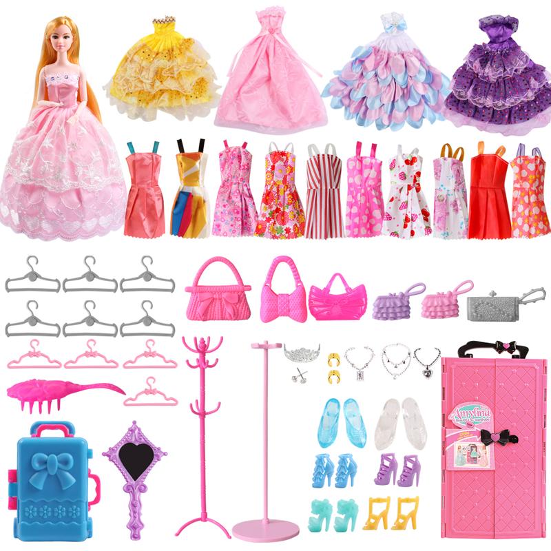 UCanaan 11.5 inch girls dolls and wardrobe set with clothes and accessories, including fashion dolls, dresses and many other accessories, perfect gift for girls Christmas birthday!