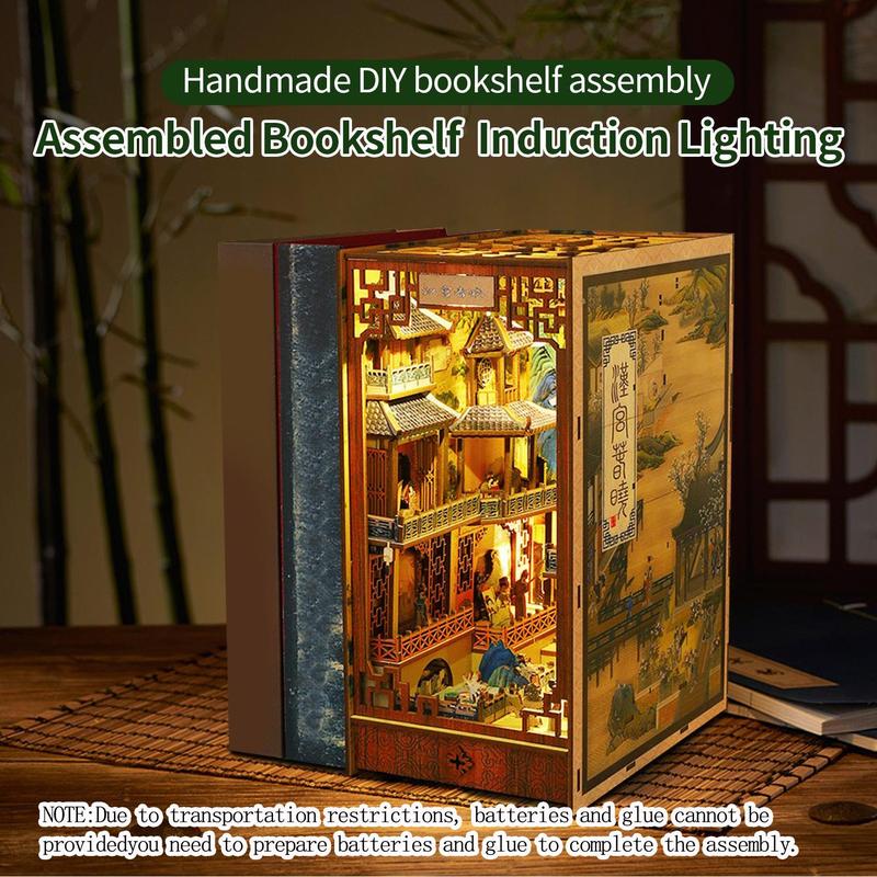 3D Wooden Puzzle, Vintage DIY Book Nook Kit, DIY Model Kit, 3D Desktop Decoration Ornament, DIY Model Kit for Bookshelf Decoration, Stocking Fillers Gift