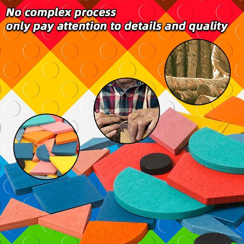 Wooden Puzzle Toy, 180pcs set Creative Geometric Shape Matching Puzzle Toy, Learning Puzzles for Birthday Gift