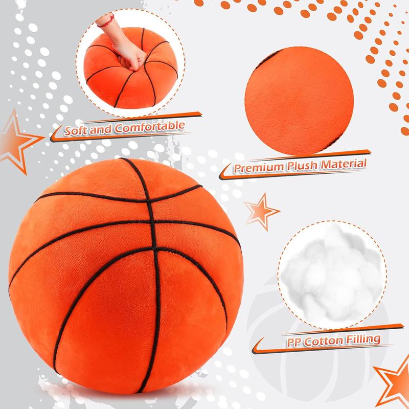 Basketball Shaped Plush Toy, 1 Count Basketball Stuffed Toy, Plush Basketball Shaped Embroidered Pillow, Ideal Gift for Sports Enthusiasts & Fans