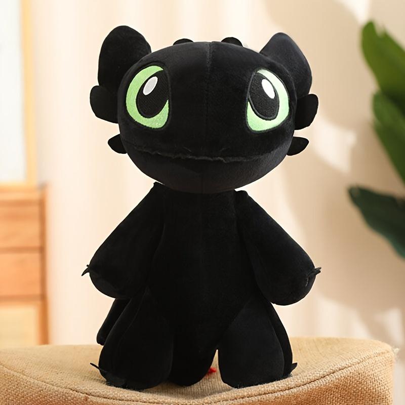 New Cartoon Anime Toothless Dragon Plush Toy, 25cm 9.84 inch Toothless Dragon Plush Doll with Wings, Collectible Kawaii Plush Doll, Unique Gift for Boys and Girls (Black)