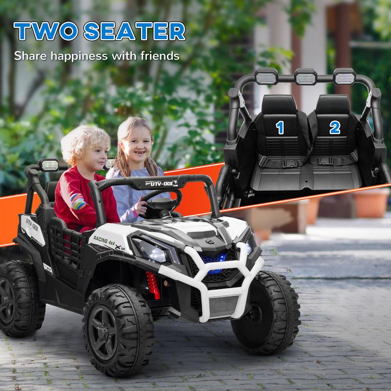 Aosom Kids 12V 24V Electric Ride-on Car Off Road Truck Toy with Parent Remote, Battery Powered Electric Car with Spring Suspension, Adjustable Speed, LED Lights and Horn