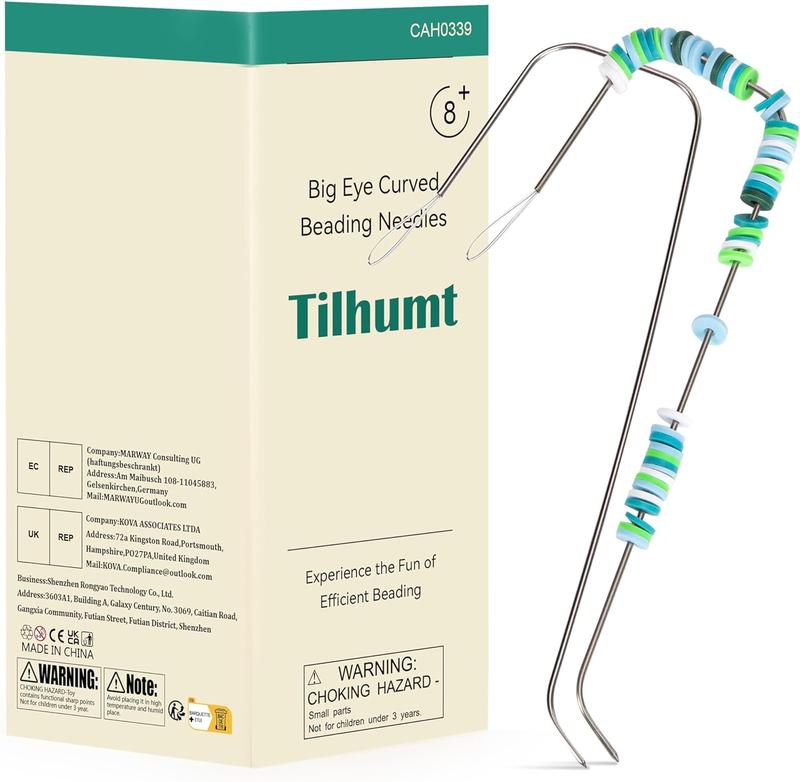 Tilhumt 2 Pcs Big Eye U-Shape Needles- 7