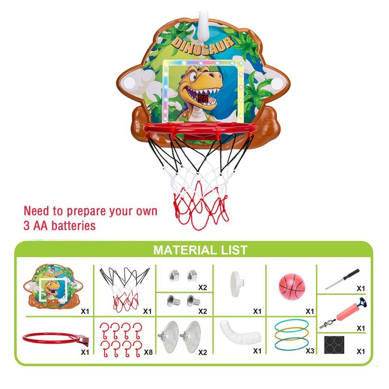 Dinosaur Themed Basketball Hoop Toy, 1 Set Basketball Backboard Set with Scoreboard & Light, Creative Sports Toy for Gifts