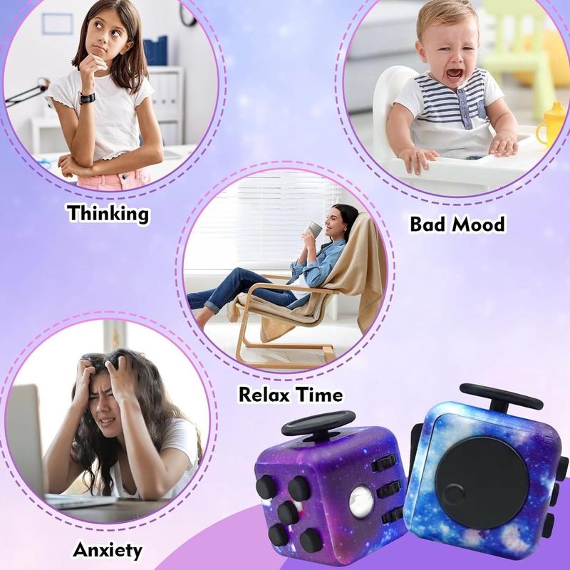  Fidget Toy Cube, Cube Fidget Anxiety Relief Toys for Adults and Kids, 6 Sided Fidget Toys Cube Hand-Held for Adults, Audible Silent Fidget Toys for ADD ADHD OCD