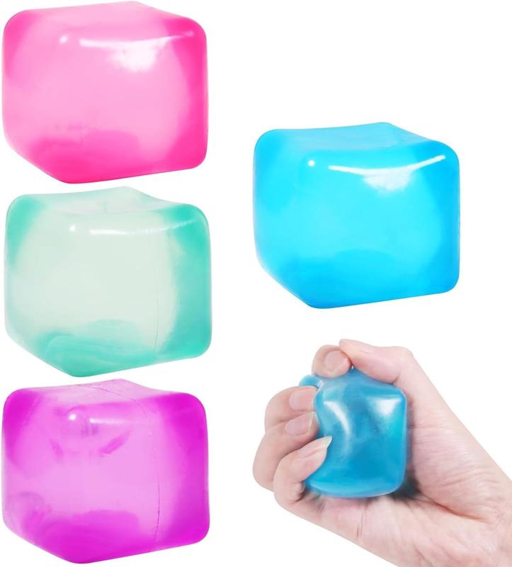 Squishy Fidget Toy Set - 3 Pcs Slow Rising Stress Relief Balls for Hand Therapy and Anxiety, Perfect Sensory Toys for  3 pcs soft gel cube Stress Relief Hand Therapy. Office Desk Squeeze Ball. Bulk Toys