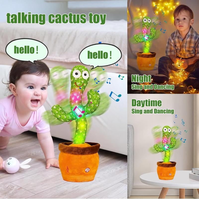 Dancing Cactus, Talking Cactus Toy, Dancing Cactus Mimicking Toy, Repeating and Recording What You Say, Cactus Baby Toy with LED, Repeat, Dance, Record (Dancing Cactus Recording + Song)