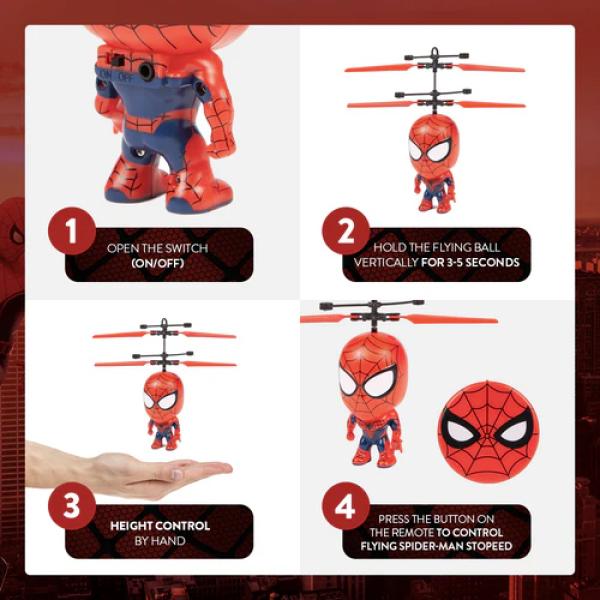 Marvel Licensed Big Heads Remote Control Flying Figures Bundle Spider-man Captain America Iron Man Black Panther Hulk 5-Pack