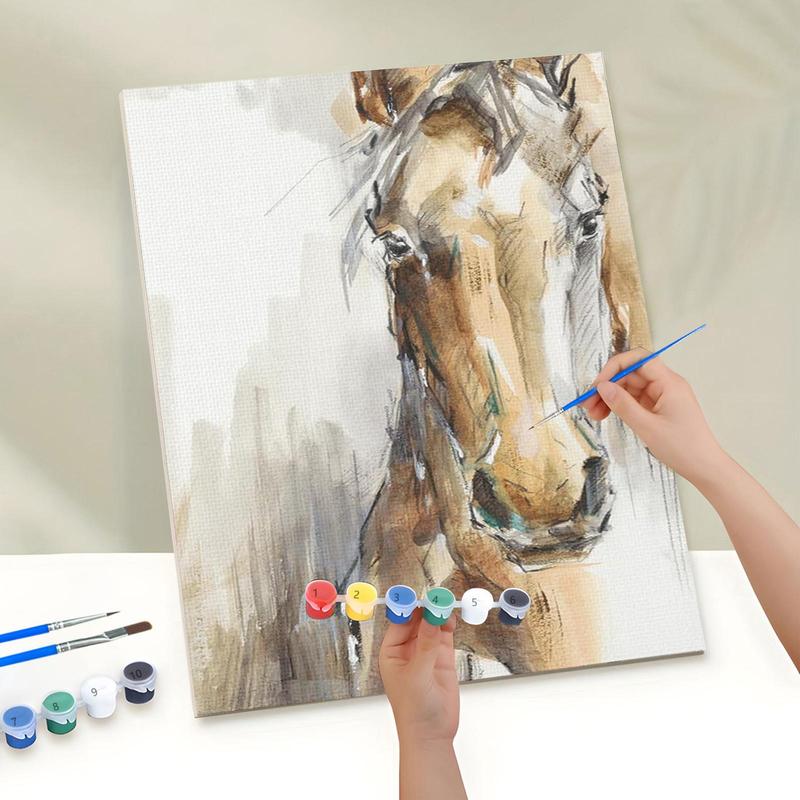 Horse Pattern DIY Painting By Numbers Kit, 1 Set DIY Paint By Numbers Kit without Frame, DIY Wall Art Painting for Home Living Room Bedroom Decor