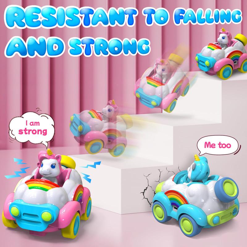 Remote Control Cars, 2 Pack Unicorn RC Toys for Ages 2-4, Christmas Gift for 3 Year Old Girl with LED Lights,Music, Sound