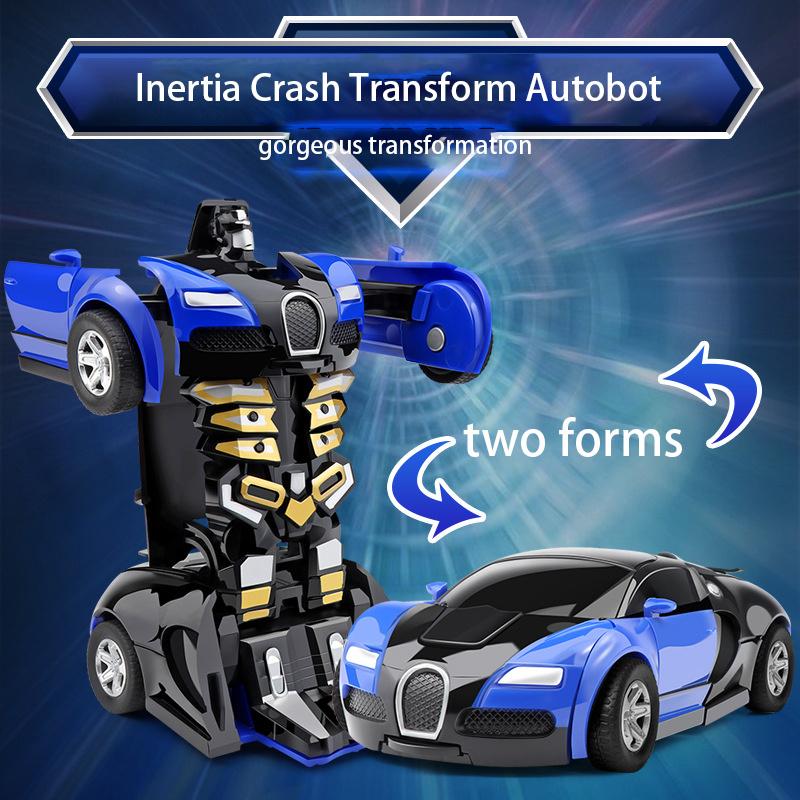 One-button automatic collision deformation robot boy gift toy car model car