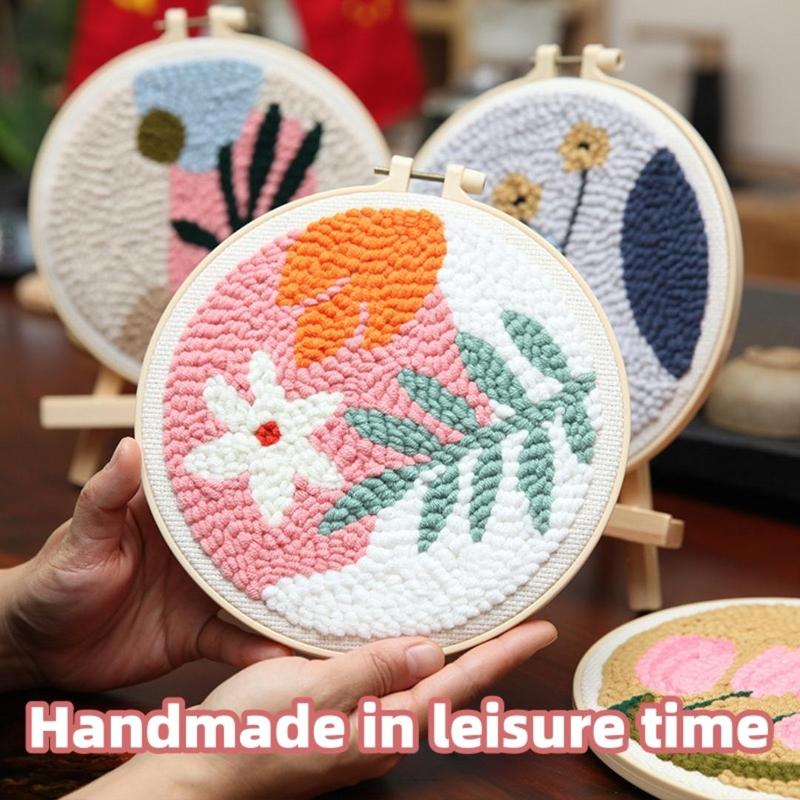 DIY Handmade Embroidery Kit, 1 Count Flower Pattern Embroidery, DIY Embroidery Tool Set, Personalized Decompression Handmade Toys