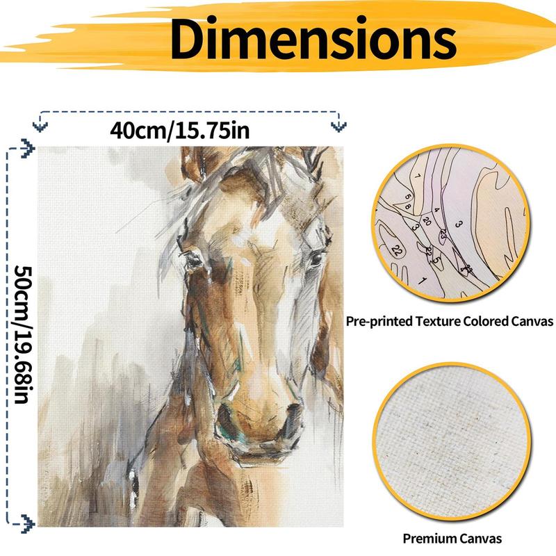 Horse Pattern DIY Painting By Numbers Kit, 1 Set DIY Paint By Numbers Kit without Frame, DIY Wall Art Painting for Home Living Room Bedroom Decor