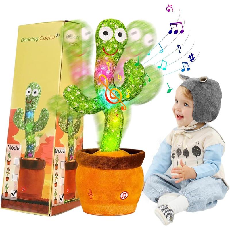 Dancing Cactus, Talking Cactus Toy, Dancing Cactus Mimicking Toy, Repeating and Recording What You Say, Cactus Baby Toy with LED, Repeat, Dance, Record (Dancing Cactus Recording + Song)