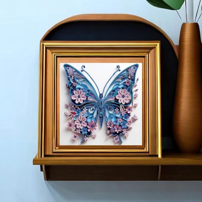 Butterfly Pattern DIY Diamond Art Painting Without Frame, DIY 5D Diamond Art Painting Kit, Wall Art Decor For Home Living Room Bedroom