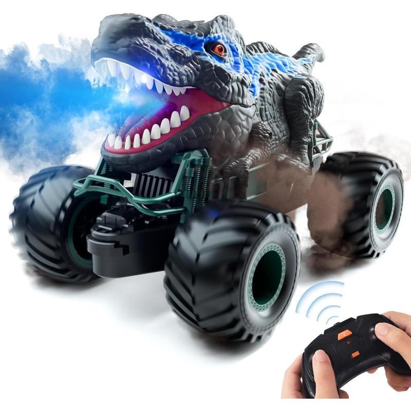 2.4GHz Dinosaur Remote Control Car Toys for Kids Boys 4-7 5-7 8-12, RC Dinosaur Car Toys with Light, Sound, Spray, Indoor Outdoor Toys Gifts for 3 4 5 6 Year Old Boys, RC Car Toys for Boys