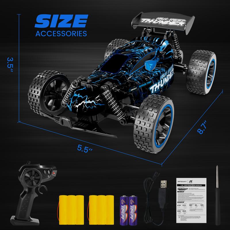 Tecnock RC Cars Remote Control Car for Boys,  1:18 Scale RC Car with LED Lights, 2.4GHz 2WD All Terrain RC Car with 2 Rechargeable Batteries for 60 Min Play, Gifts for erveyone,Christmas gift for boys girls,birthday gift ideas