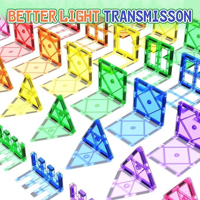 103 PCS Magnetic Building Tiles Set with Car,  magna tiles  Kids Toys Magnet Toys for Toddler Magnetic Blocks Building Toys Preschool Learning Sensory Montessori Toys for 3+ Year Old , Safe Creativity Toddler Kids Christmas Toys magnetic building