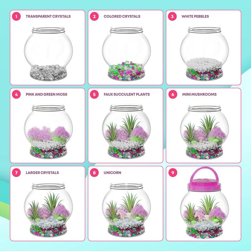 Light-Up Unicorn Terrarium Kit for Kids - Kids Birthday Easter Gifts for Kids - Best Unicorn Toys & Activities Kits Presents - Arts & Crafts for Little Girls & Boys Age 4 5 6 7 8-12 Year Old Girl Gift