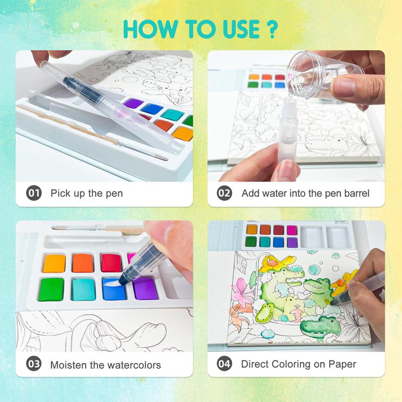 JarMelo Paint with Water Coloring Book,Watercolor Painting Sets for Kids Educational Insight Drawing Crafts Kit Gifts Art Activity Travel Toy Busy Book