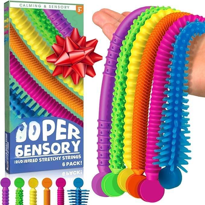 Stocking Stuffers for Kids - Stretchy Sensory Strings - Stimulating & Addictive Sensory Toys for Kids - Stocking Stuffers for Boys and Girls - Non Mouthable Toy - Super Sensory 6 Pack