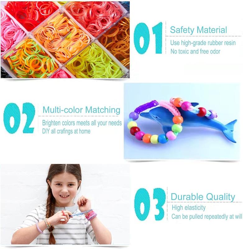 10 Colors 3000+ Rubber Band Bracelet Kit Loom Making Kit for Birthday Gift Christmas